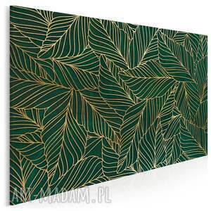 Obraz na płótnie - LIŚCIE ART DECO ZŁOTY JAK WITRAŻ - 70x50 cm