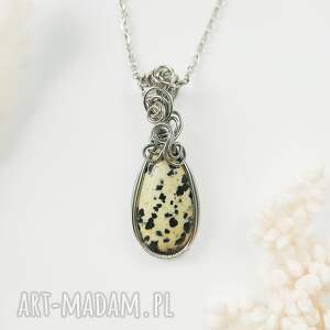 Prezent Naszyjnik Jaspis Dalmatyński stal chirurgiczna wisiorek
