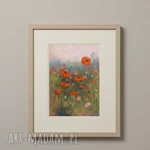 makowa łąka - praca formatu 24/18 cm pastel suche, rysunek, maki