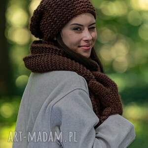 Czapka MERINO Neverland “Brązowy” podszewka JEDWAB