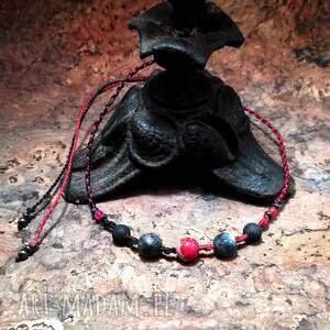 pas oriona jaspis agat larvikit w makramie choker - korale naszyjnik regulowany