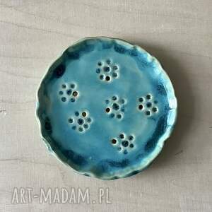 turkusowe talerzyki, naczynia ręcznie robione ceramika użytkowa, wyjątkowe