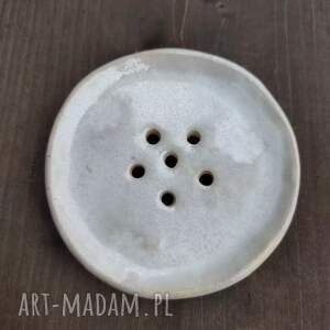 Mydelniczka ceramiczna okrągła perłowa - rękodzieło do łazienki
