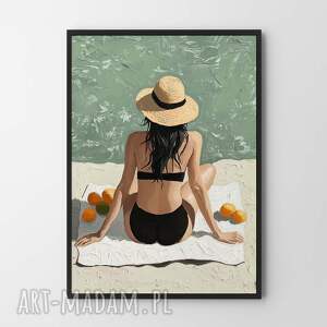 plakat dziewczyna na plaży - format 30x40 cm