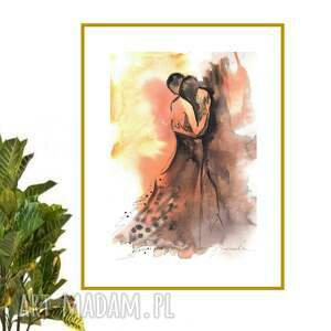Grafika z cyklu Ona i On, i - on, para, kobieta, ślub, akwarela