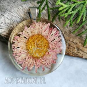 handmade naszyjniki naszyjnik z różowym kwiatem w żywicy z1064