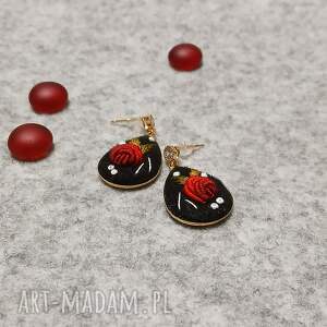 ręcznie haftowane kolczyki dla kingi stal szlachetna filcu, stylowo, boho