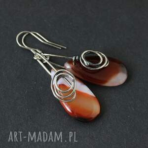 Kolczyki Blina - agat i oksydowane srebro, agatowe