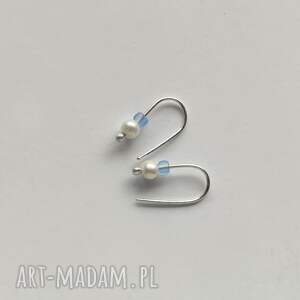 okrąg kolczyki, srebro, perła, kolaliki szklane, unikalne