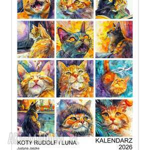 kalendarz 2026 koty rudolf i luna 15x21 cm kociarzy kotami