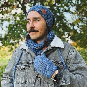 Męski mały komin MERINO “Ciemny niebieski”