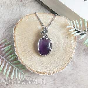 Prezent Naszyjnik Ametyst stal chirurgiczna wisiorek handmade