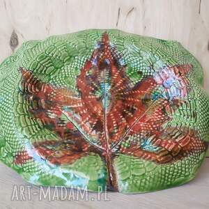 jesienna patera ceramiczna rdzawa, dekoracyjna na owoce taca ceramika