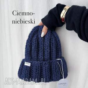 Czapka Nordic z 100% wełny - ciemnoniebieska handmade