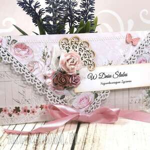 ręczne wykonanie scrapbooking kartki kartka z okazji ślubu - różany