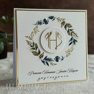 zaproszenia komunijne ręcznie robione, wzór 33e, pierwsza komunia