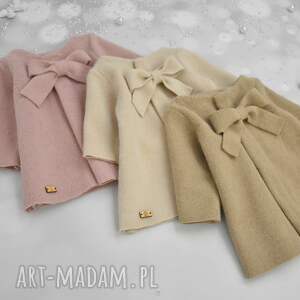 plaszczyk do chrztu z miekkiej tkaniny z kokarda - noeli dla dziecka