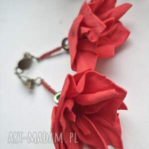 klipsy czerwone kwiaty mogą być zmieniane na kolczyki fo fri, et, bo