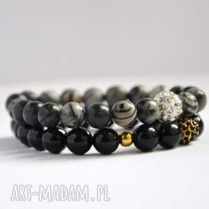 handmade bracelet by sis: cyrkoniowa kula w kamieniach półszlachetnych