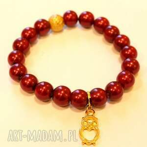 bransoleta maroon pearls&owl - Camshella biżuteria bransoletki