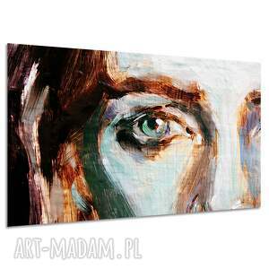 Obraz na płótnie TWARZ 29 120x80 cm - nowoczesny portret z zielonym okiem