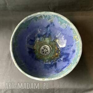 ceramystiq studio ceramiczna umywalka ręcznie robiona blue, wyposażenie łazienki