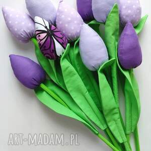 bukiet tulipanów na prezent dla wyjątkowej osoby, dekoracja, kwiaty, bawełniane