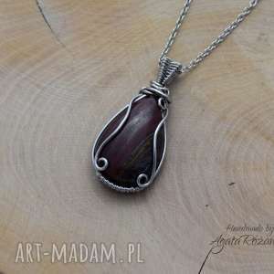 handmade wisiorki wisiorek tygrysie oko, wire wrapping, stal chirurgiczna