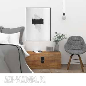 abstrakcja minimalizm obraz malowany, plakat 30x40, grafika czarno-biała