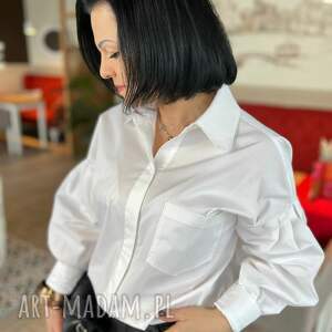 koszula oversize biała greta, klasyczna koszulka damska