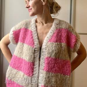 Kamizelka handmade z alpaki i merynosu - miękka dzianina na drutach