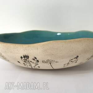 ręcznie wykonane ceramika artystyczna miska z polnymi roślinami