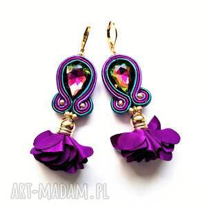 Wrzosy sutaszowe, kolczyki haftowane