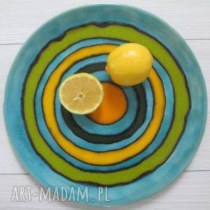 zakręcona patera ceramiczna talerz ceramiczny kolorowy wielobarwny