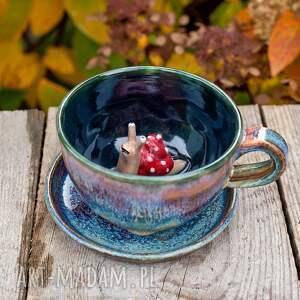 filiżanka do herbaty z figurką ślimaka kawy opal ok 300 ml, ceramika