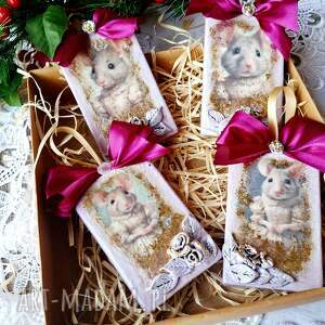ozdoby świąteczne myszki, święta prezent, bombki dom dekoracje, akcesoria boże