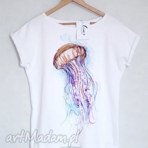 ręcznie wykonane koszulki meduza koszulka bawełniana biała s/m