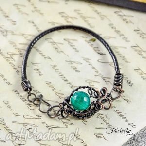 sea green - bransoletka z agatem, miedź, prezent, pociechajewelry, wire