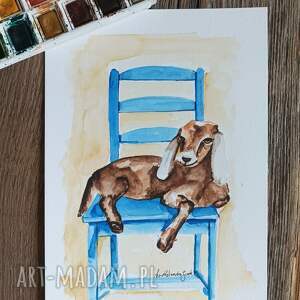 Prezent Figlarna Kózka akwarela w ramce, koza