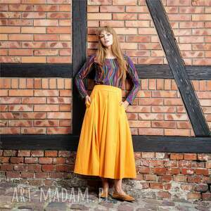 Spódnica z kontrafałdami | SABINA bursztynowa, bawełna