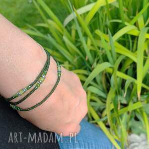 Bransoletka Makrama Zielona Hematyt Koraliki2, kolorowe