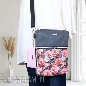 sztruksowa róże 3d, listonoszka, sztruks