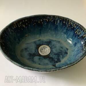 handmade ceramika umywalka ceramiczna morska toń