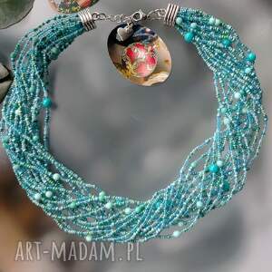 naszyjnik koralikowy boho turkusowe korale