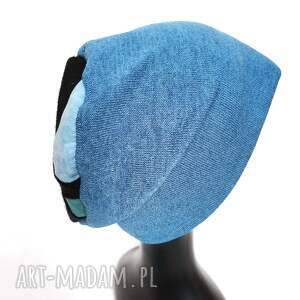 handmade czapki czapka niebieska smerfetka na podszewce uniwersalna unisex, box a1
