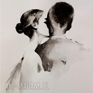 Czułość, Akwarela A3, postacie, kobieta, dziewczyna, postać