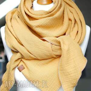 Chusta muślinowa damska - żółta, lekka i oddychająca