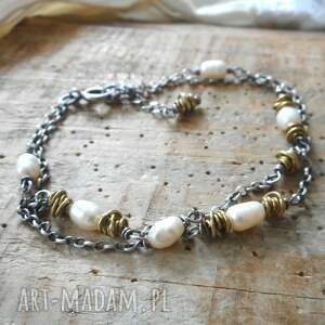 handmade srebrna bransoletka z perłami