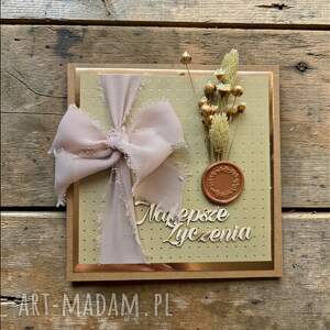 Kartka urodzinowa boho rustykalna kokarda 6, urodziny