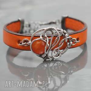 handmade bransoletka ze srebrem i karneolem "orange"